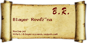 Blayer Rovéna névjegykártya